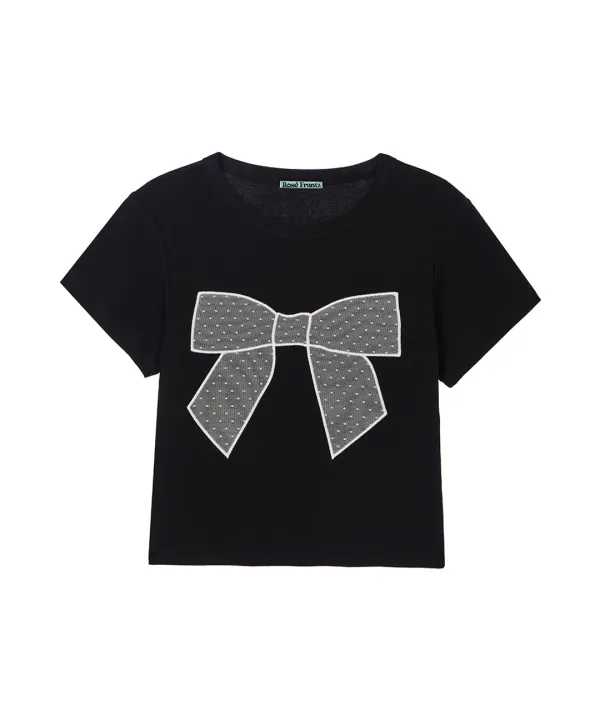 Lace Ribbon T-shirt [Black]