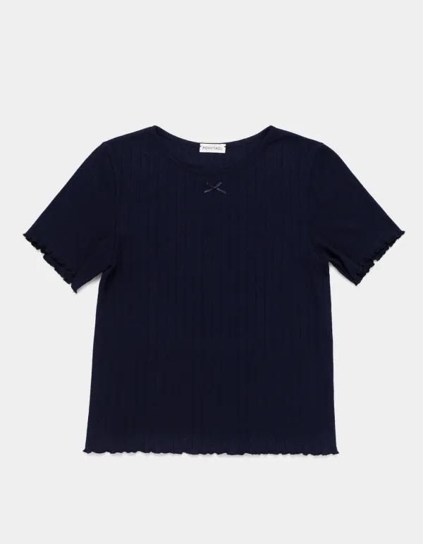 Judy Pointelle Tee (Navy)