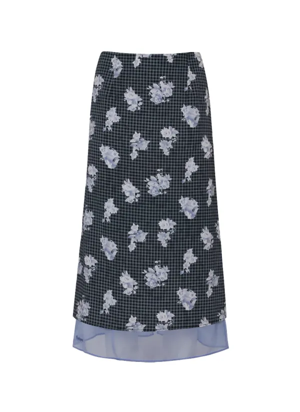 BonBon Floral Layered Skirt (Blue)
