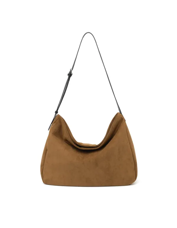 Suede Flow Hobo Bag Brown