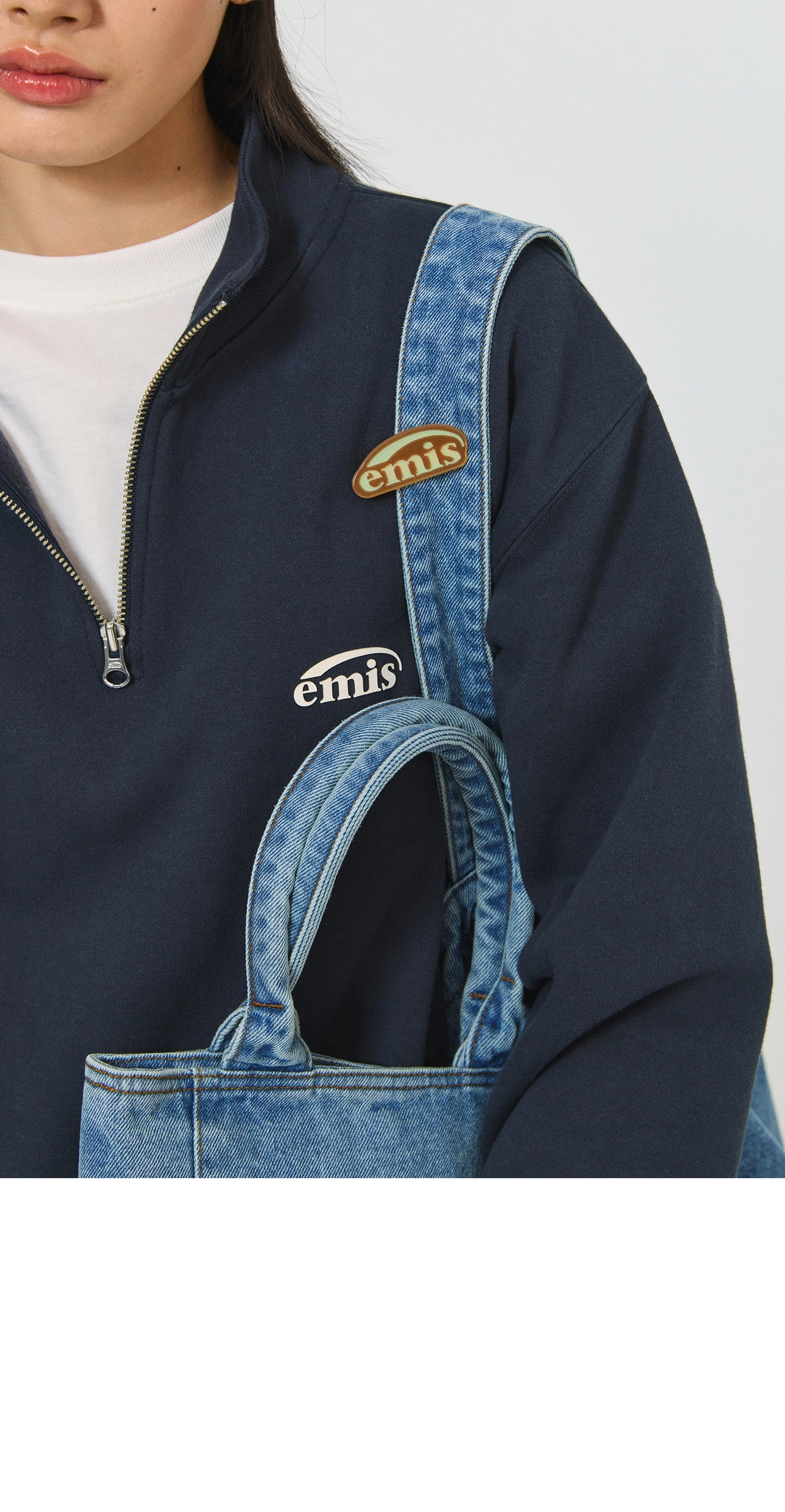 이미스 HALF ZIP-UP LOGO SWEAT SHIRT-NAVY 상품 이미지 2