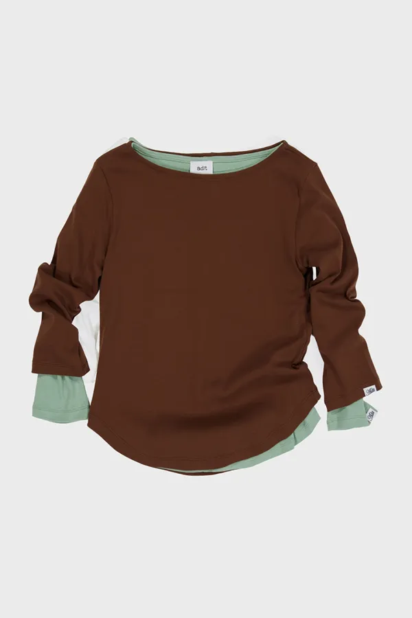 Boatneck cotton t-shirt_Red , Brown [5/22일 순차적 출고]