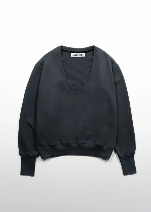 U-NECK SWEATSHIRT - BLUE CHARCOAL