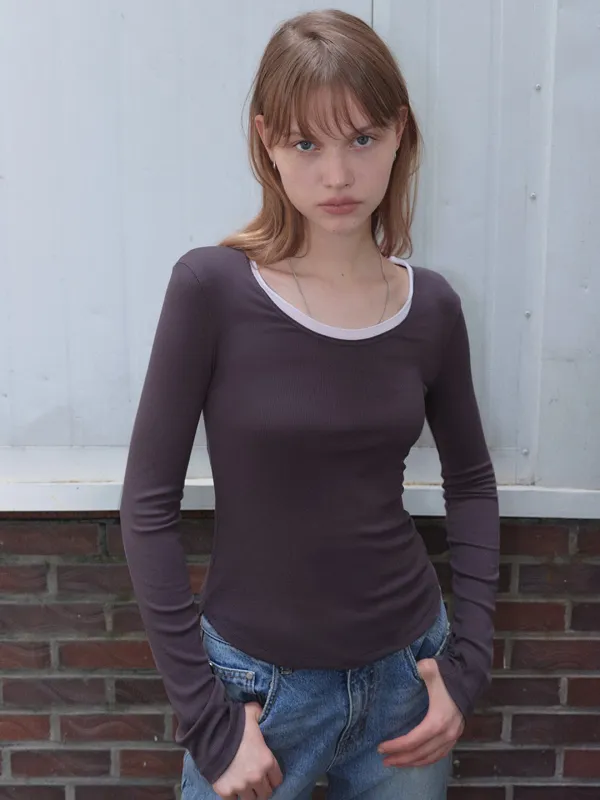 HERRY U-NECK T-SHIRT_CHARCOAL