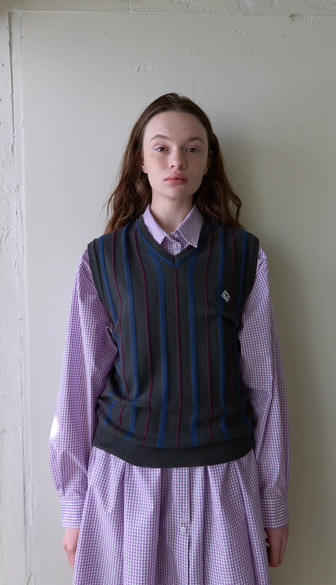 노컨텐츠 153. V-Neck Stripe Vest _ Charcoal 상품 이미지 3