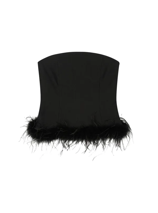 FUR BUSTIER TOP (BLACK)