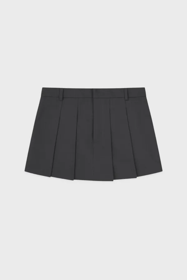 [키키 이슬 착용] Low-Waist Pleated Mini Skirt (Grey)