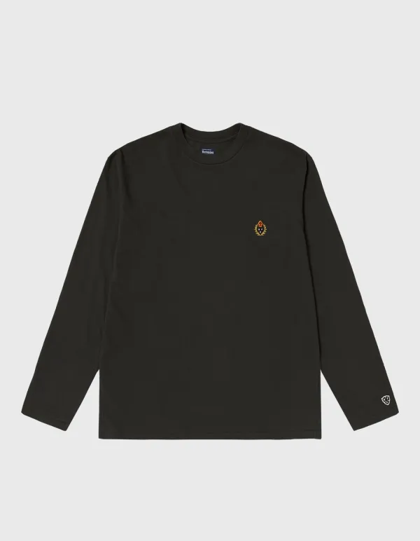 CREST WASHED 17S LONG SLEEVE / Black