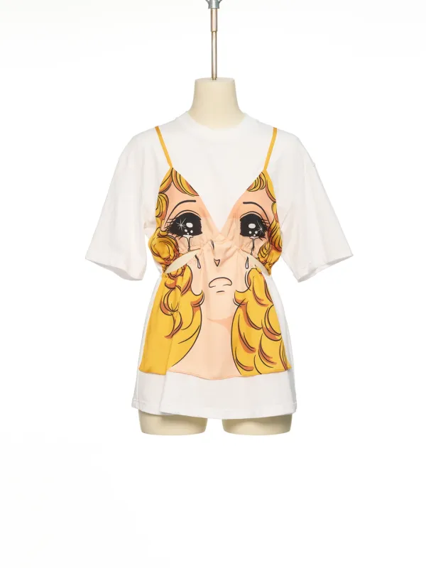 PS26 WHITE CRYING GIRL SLIP LAYERED TOP