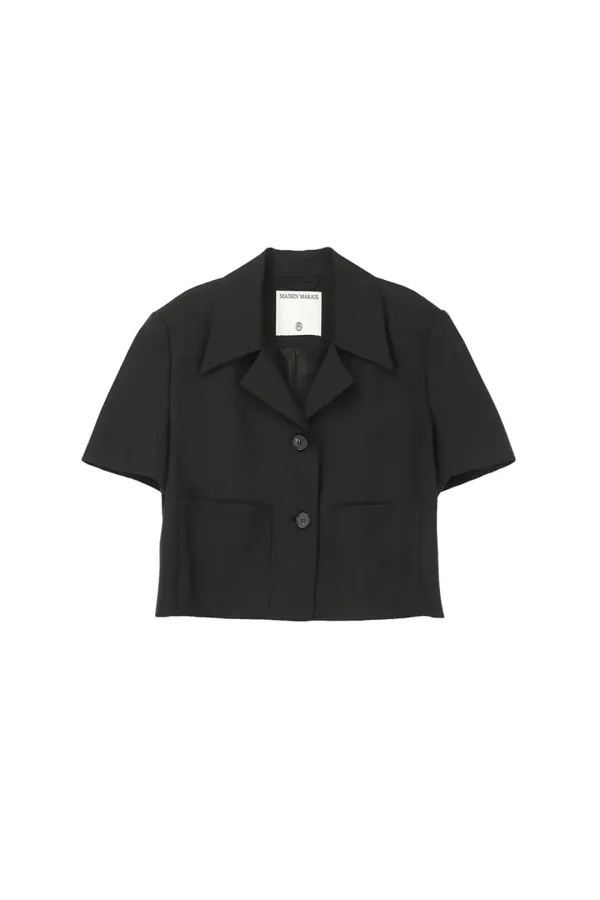 Half Sleeve Crop Jacket, Black
