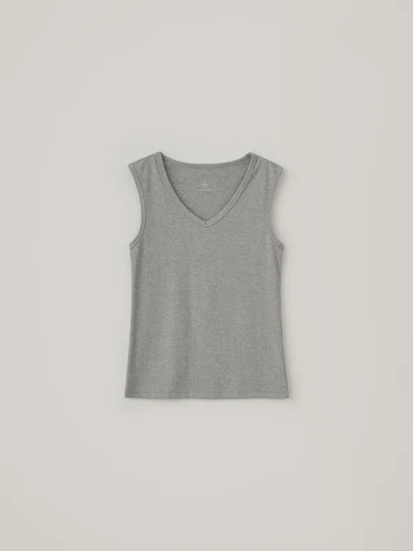 [Essential] Cotton V-Neck Sleeveless - Gray