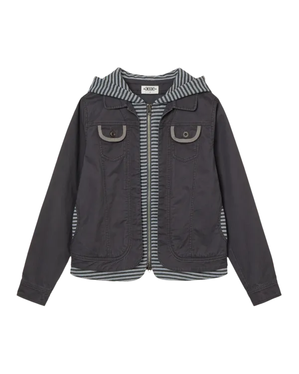 HOODIE LAYERED JACKET [CHARCOAL]
