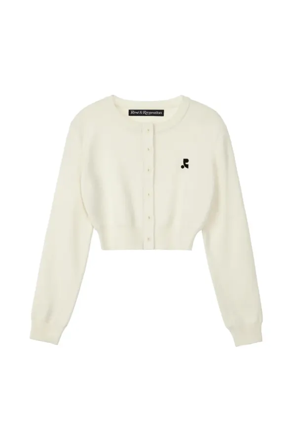RR CROP KNIT CARDIGAN - IVORY