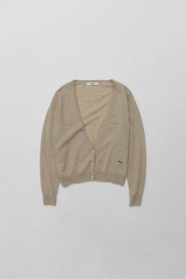 2nd) a deep V cardigan (beige)