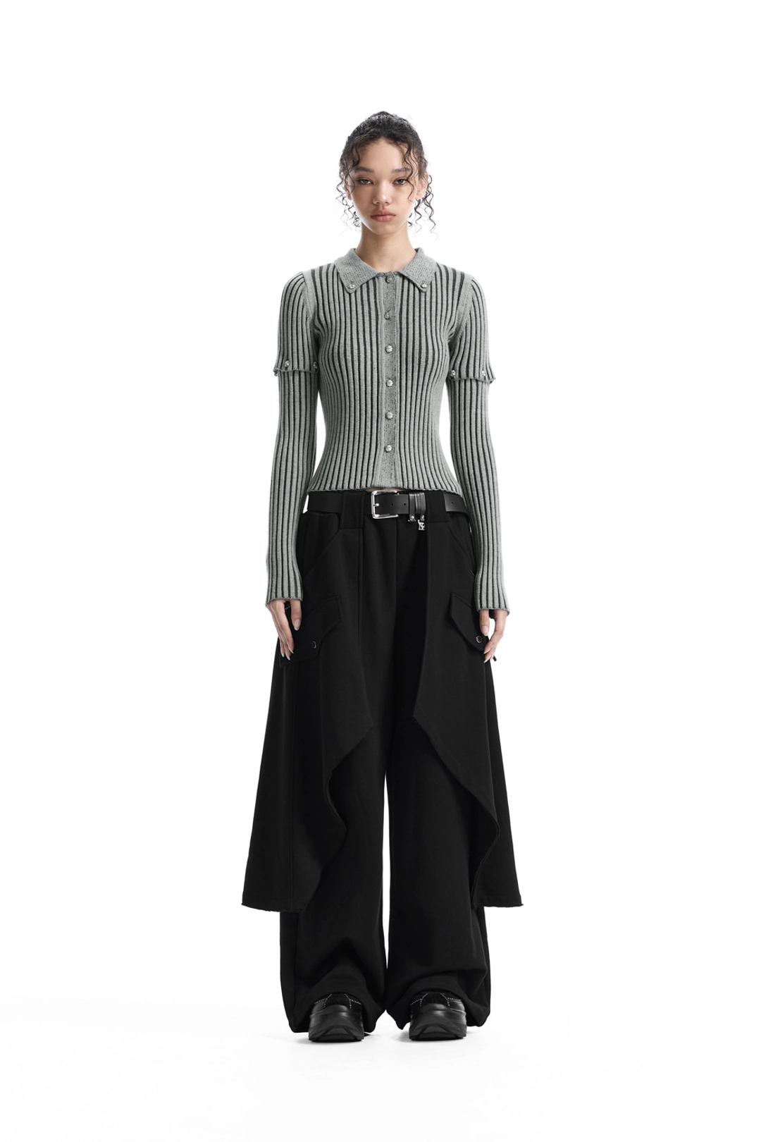 트리밍버드 2-way Sleeve Ribbed Cardigan [ Gray ] 상품 이미지 2
