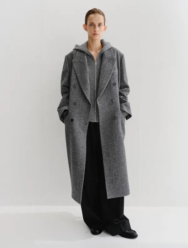 Nep Herringbone Double Coat (Charcoal)
