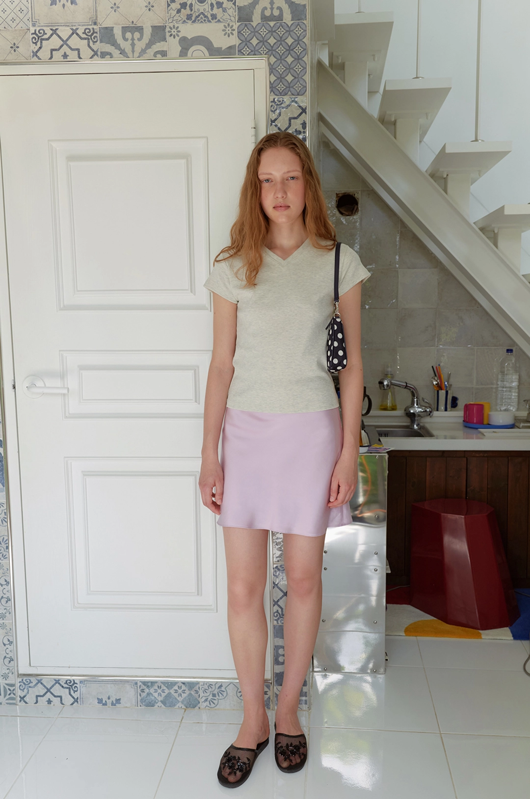 엘오61 Fiora Satin Skirt in Orchid Pink 상품 이미지 1