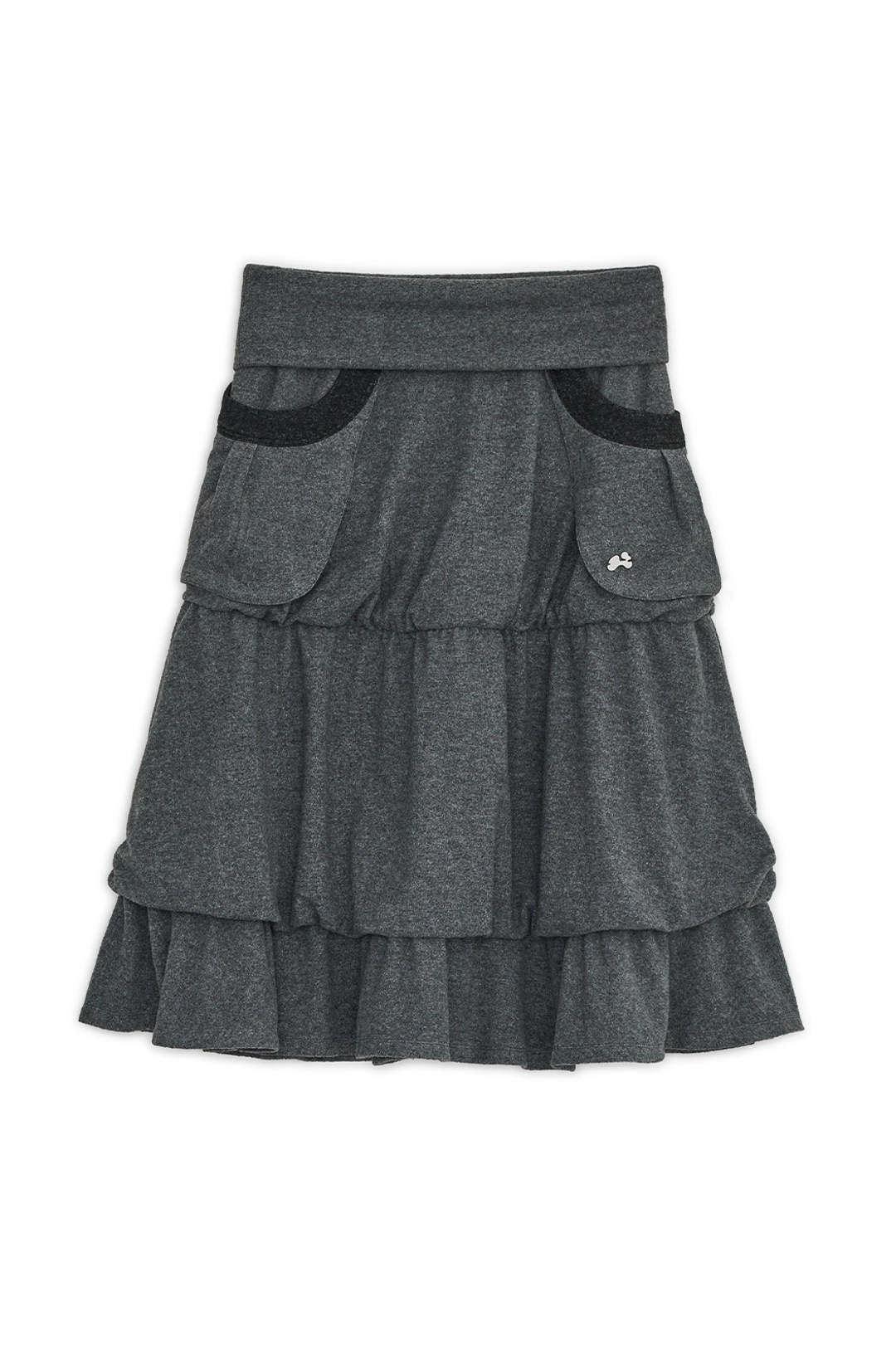 허그유어스킨 Big pocket flayered midi skirt (Charcoal) 상품 이미지 1