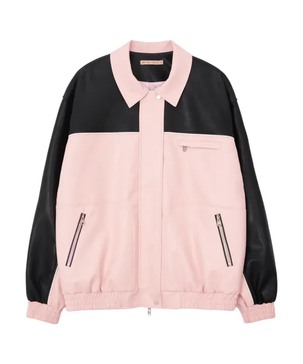 Riding Leather Jacket-Pink