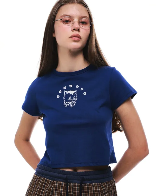 CENTAUR CAT CROP T-SHIRTS_BLUE