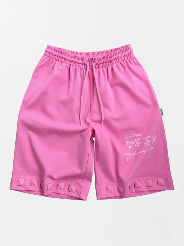 Studded Bermuda Pants Acid Pink