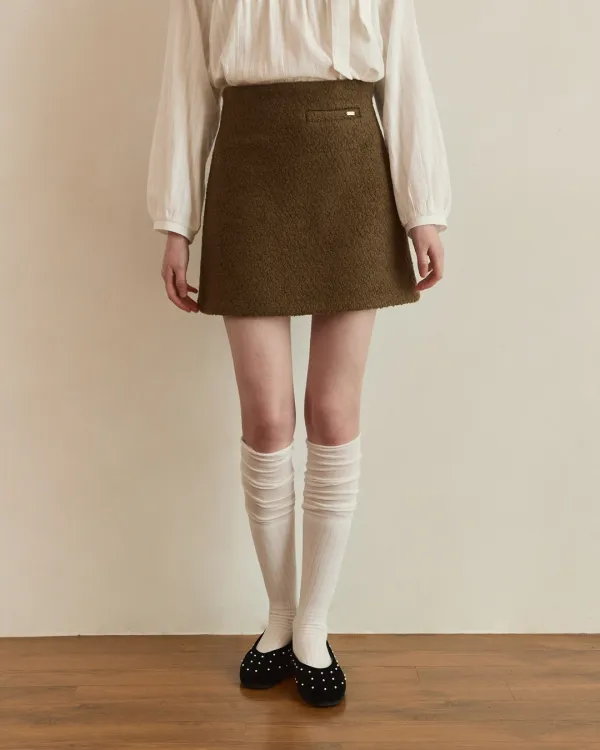Teddy boucle tweed mini skirt - brown