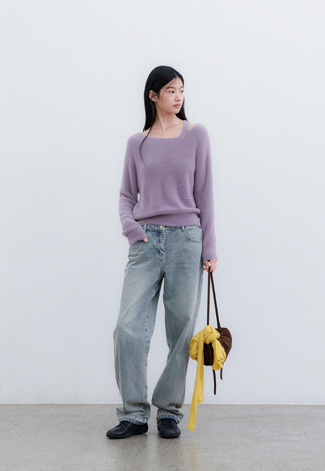 아뜰리에 나인 (T-7322)FAKE ANGORA CUT OUT KNIT 상품 이미지 3