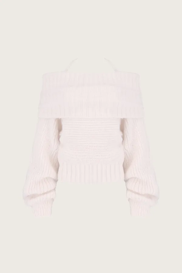 Palette off-shoulder ribbon knit, pink