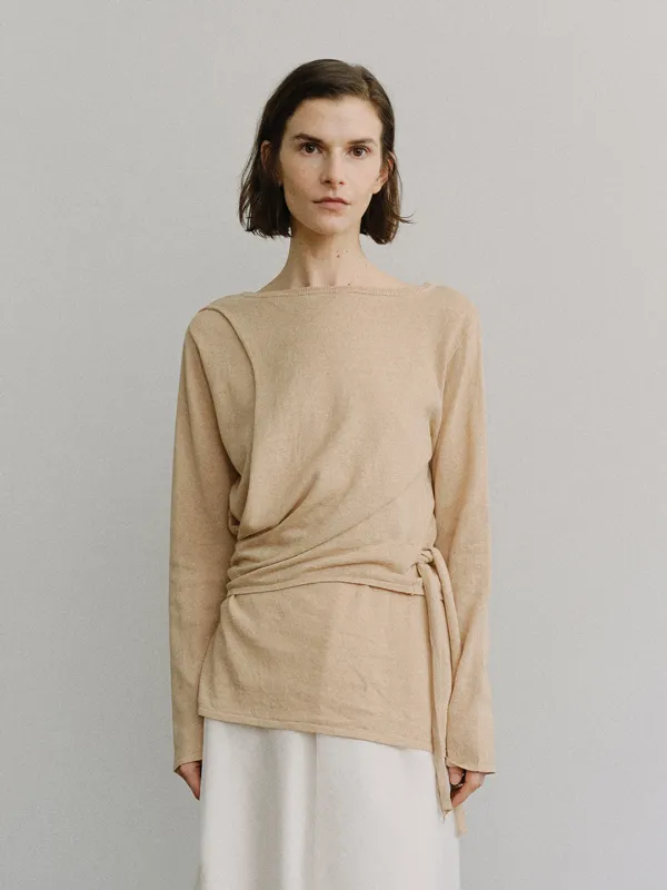 TIS TWIST LAYER KNIT TOP_BEIGE