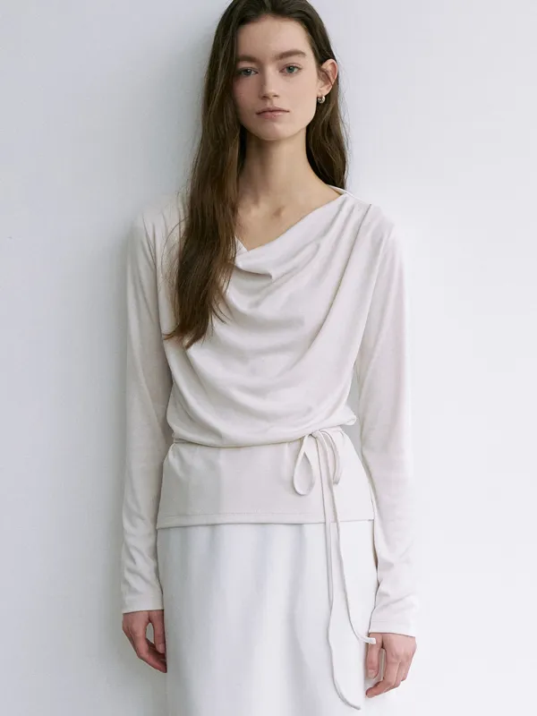 comos 1675 cowl neck string T-shirt (cream)