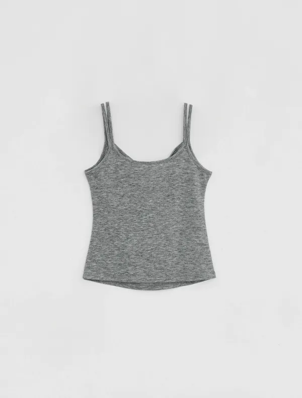 [1st REORDER] DOUBLE STRAP SLEEVELESS TOP [GREY]
