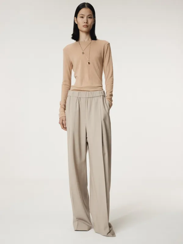 BANDING WAIST WIDE PANTS (SEPIA BEIGE)