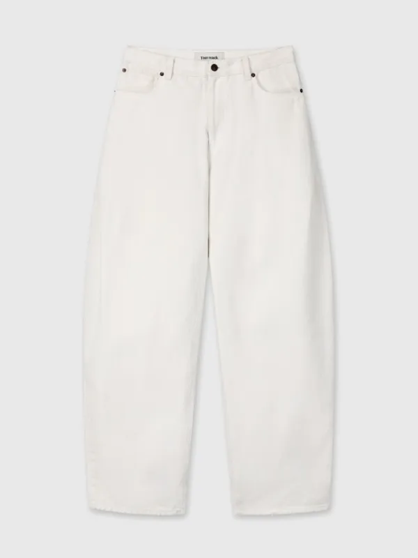 SIDE TUCK WIDE-LEG DENIM JEANS_ ECRU