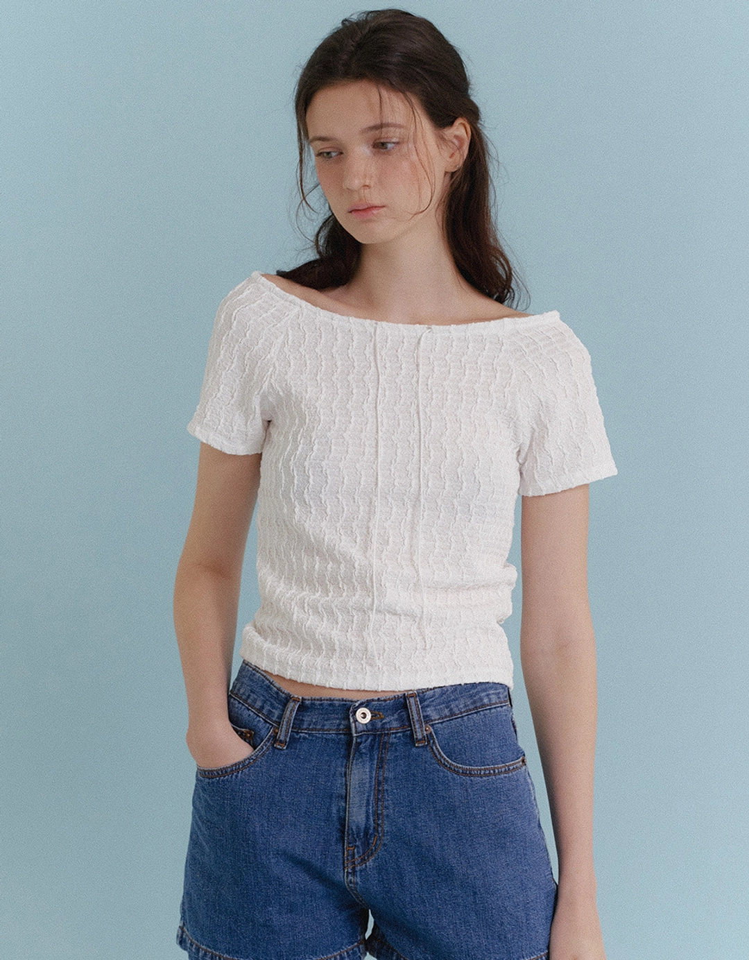러브어스유 Wave String Blouse (White) 상품 이미지 2
