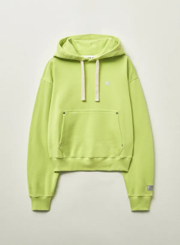 (W) Loren Small Logo Rivet Hoodie - Neon Yellow