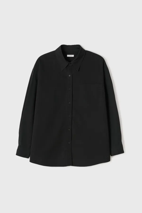 Washed Cotton Oversized Shirt (Charcoal)