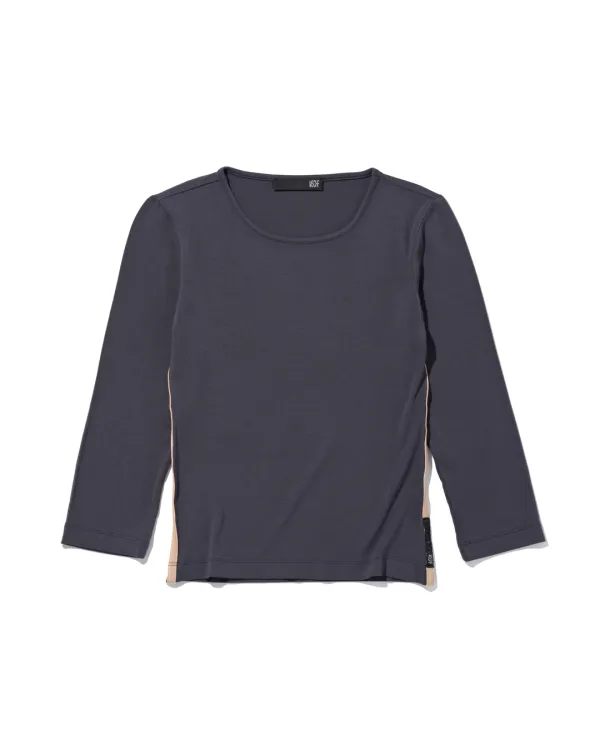 ESSENTIAL ROUND NECK 3-QUARTER TOP_CHARCOAL
