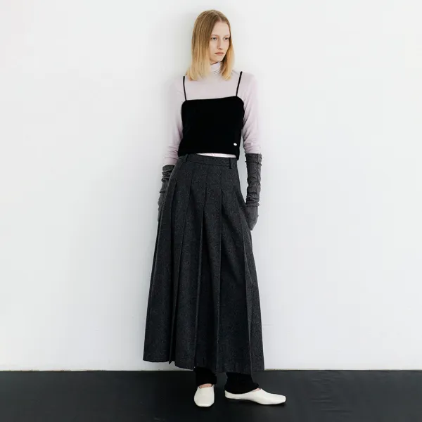 (SK-5062)PLEATS MAXI SKIRT