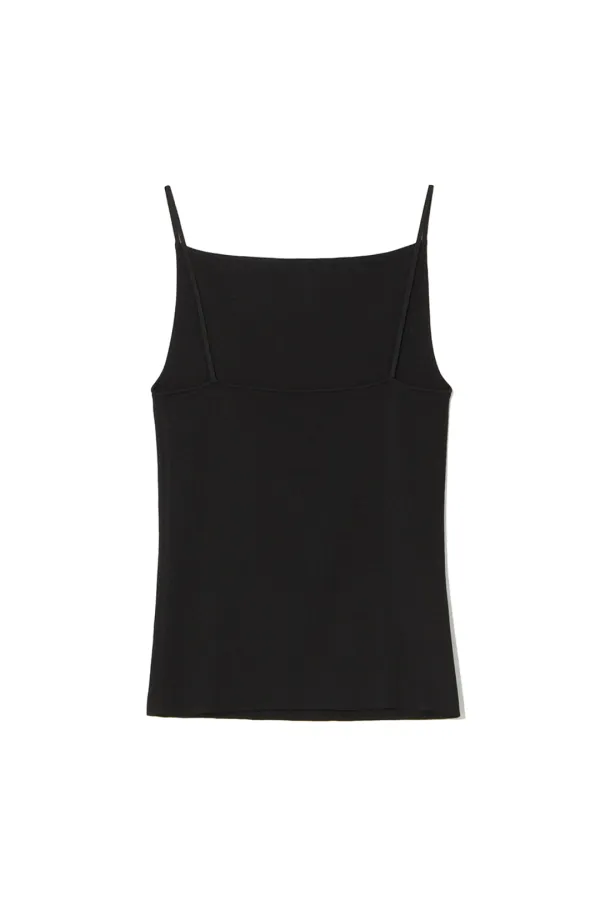 BACK SLIT SLEEVELESS TOP [BLACK]