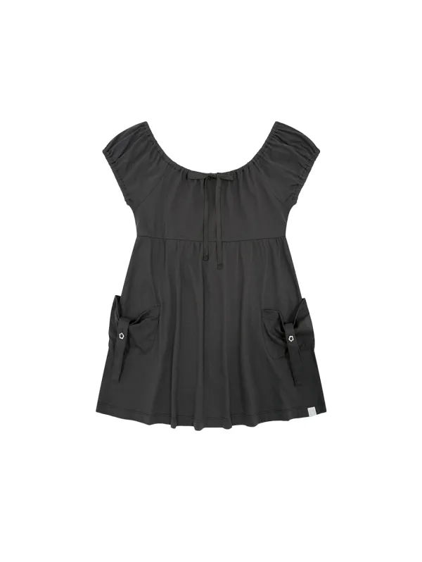SHIRRED POCKET TOP [CHARCOAL]
