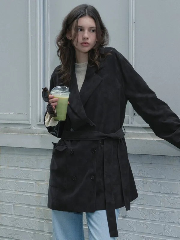 FAKE LEATHER HALF JACKET (BROWN)