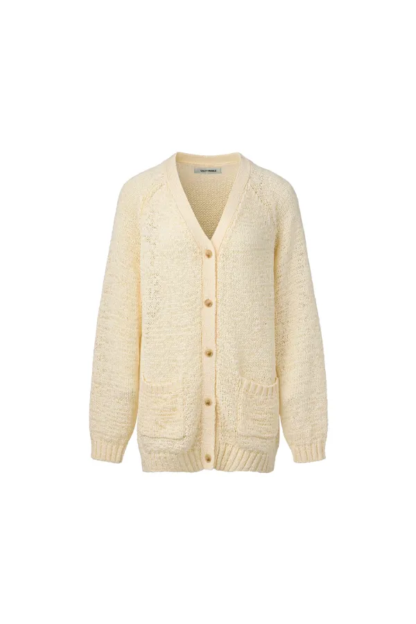 TAPE YARN LOOSE-FIT CARDIGAN [IVORY]