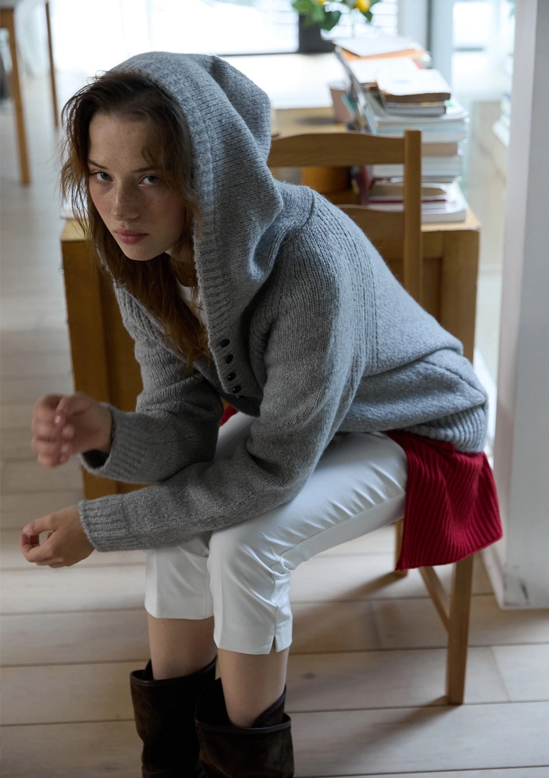 오픈도어 Cloud Alpaca Hoodie Knit Gray 상품 이미지 2