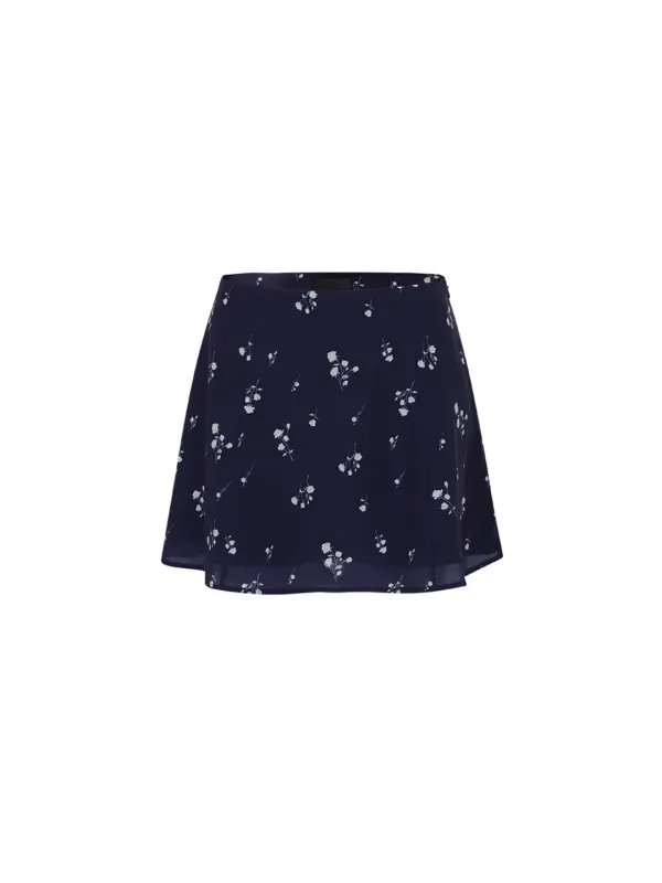 Floral flare skirt (Navy)