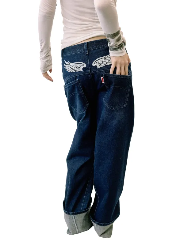 Angelic Roll Up Denim Deep Blue