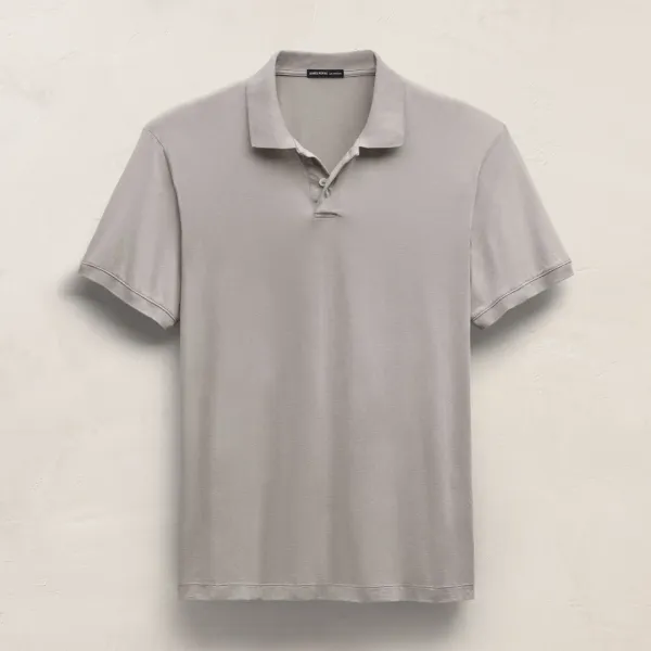 Luxe Lotus Jersey Polo - Fog