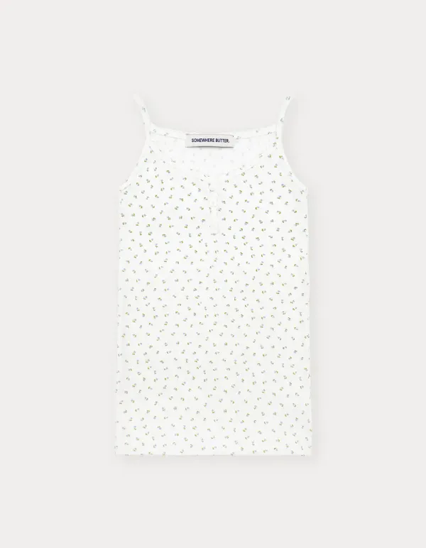 Lace Button Sleeveless - Flower