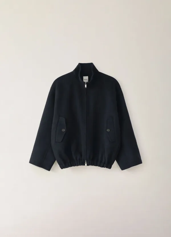 Bow High-neck Zip-up Blouson - Navy (10월 말 순차배송)
