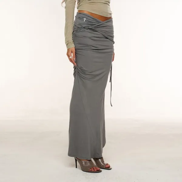 VALENTINA DRAPED SKIRT (GREY)