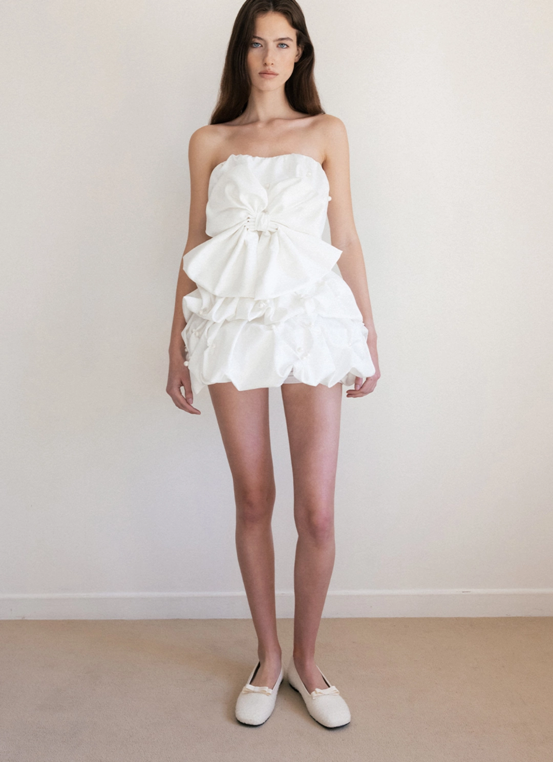 더티스 Fleur Short Ribbon Dress (Ivory) 상품 이미지 2